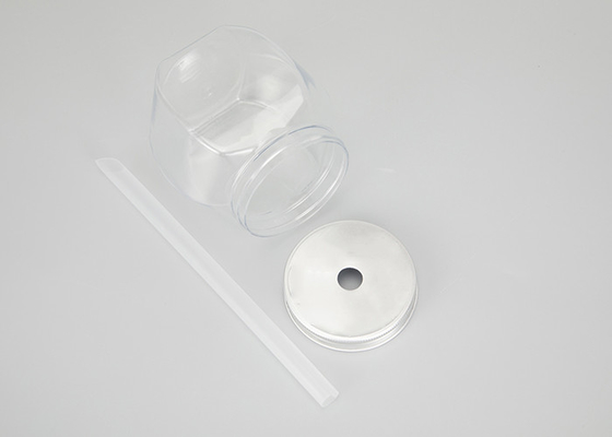 Conteneur en plastique de pot d'ANIMAL FAMILIER de catégorie comestible avec les couvercles en aluminium 65mm