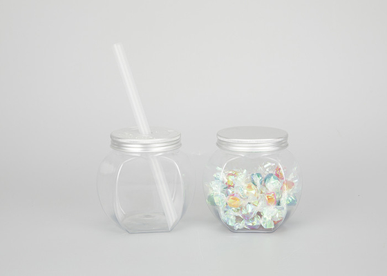 Conteneur en plastique de pot d'ANIMAL FAMILIER de catégorie comestible avec les couvercles en aluminium 65mm