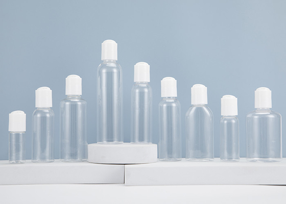 le plastique de rond de 0.5oz 1oz 2oz 3oz 4oz Cosmo met l'ANIMAL FAMILIER en bouteille clair avec le chapeau de disque de presse