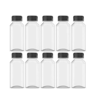 8oz 10oz 16oz Juge vide réutilisable contenant des boissons avec des couvercles anti-violation Pet bouteilles de jus en plastique clair avec bouchon