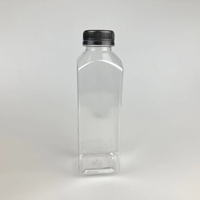 Bouteille de jus carré de 60 ml 120 ml 250 ml 350 ml 500 ml avec couvercle noir