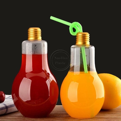 Bouteilles de thé au lait en plastique clair de taille moyenne avec poignée de 0,5 kg, capacité carrée, forme ronde