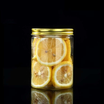 Pour les produits de consommation personnalisés 16oz 32oz 500ml 1000ml Jarrons en PET à large bouche clairs avec couvercle en aluminium