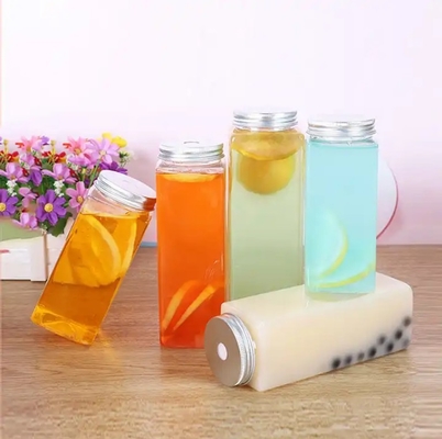 Bouteilles de thé au lait isolées carrées rondes avec poignée à vis de 0,5 kg sur le couvercle