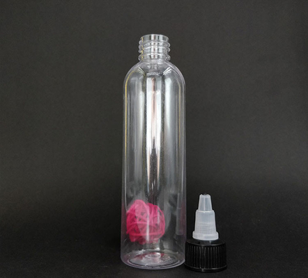 Bouteilles à vis en plastique transparent sur mesure avec panneau d'étiquette personnalisé et finition du cou à vis