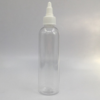 Bouteilles à vis en plastique transparent sur mesure avec panneau d'étiquette personnalisé et finition du cou à vis