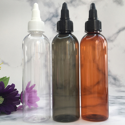 Bouteilles à vis en plastique transparent sur mesure avec panneau d'étiquette personnalisé et finition du cou à vis