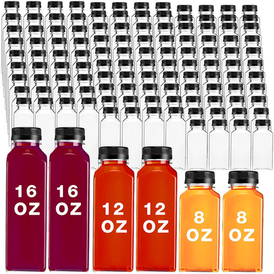 Bouteilles de thé à bulles en plastique moderne carrée ronde avec poignée Couvercle anti-fuite 120ml-500ml Capacité