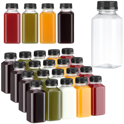 Bouteilles de thé au lait en plastique carré rond avec poignée claire 120 ml 250 ml 350 ml 500 ml Capacité