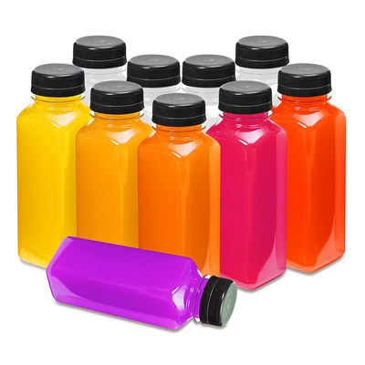Bouteilles de thé au lait en plastique carré rond avec poignée claire 120 ml 250 ml 350 ml 500 ml Capacité