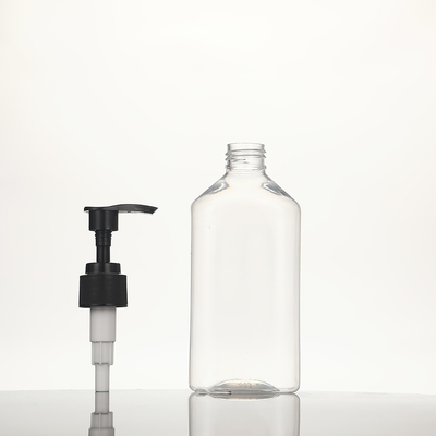 Capacité de la bouteille 250 ml Bouteilles de lotion en plastique claires avec un matériau de capot électroplaqué UV en plastique