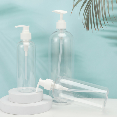 Bouteilles de lotion en plastique PMMA ronde de forme personnalisable Collier en PET UV Cap électroplaté 250ml-500ml
