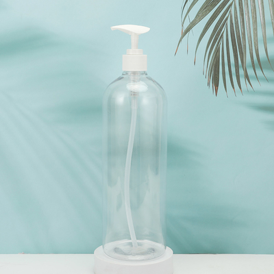 Bouteilles de lotion en plastique PMMA ronde de forme personnalisable Collier en PET UV Cap électroplaté 250ml-500ml