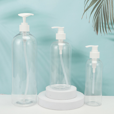 Bouteilles de lotion en plastique PMMA ronde de forme personnalisable Collier en PET UV Cap électroplaté 250ml-500ml