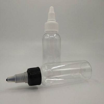 Bouteilles à vis en plastique transparent personnalisables pour liquide de différentes tailles avec panneau d'étiquette personnalisé