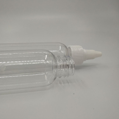 Bouteilles à vis en plastique transparent personnalisables pour liquide de différentes tailles avec panneau d'étiquette personnalisé