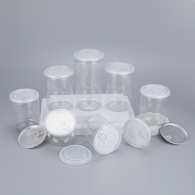 Contenants de pots en plastique transparent personnalisables avec couvercle en aluminium de différentes tailles 2 oz-8 oz pour les produits de beauté.