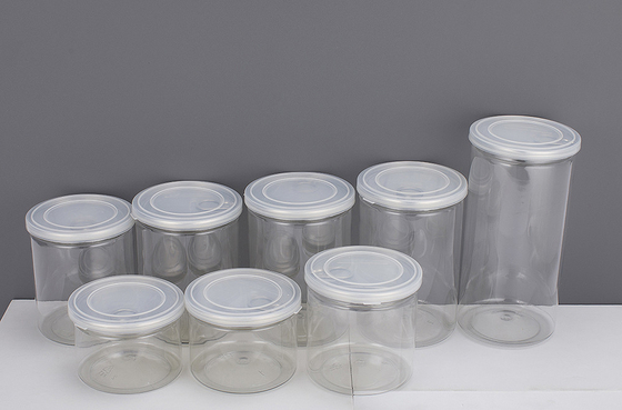Containers en pot en plastique à logo personnalisé avec couvercle en aluminium et technologie de scellement sensible à la pression