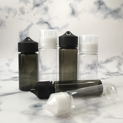 Bouteille liquide PET E transparente imprimable personnalisable couleur vis capuchon étanchéité pour le jus de vapotage