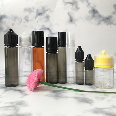 Bouteille liquide PET E transparente imprimable personnalisable couleur vis capuchon étanchéité pour le jus de vapotage