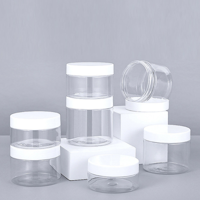 Contenants en pot en plastique avec un couvercle transparent à logo personnalisé de différentes capacités