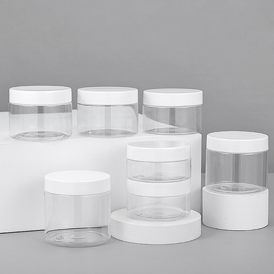 Contenants en pot en plastique avec un couvercle transparent à logo personnalisé de différentes capacités