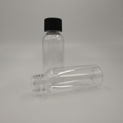 Bouteilles en plastique transparent à vis avec panneau d'étiquette personnalisé et impression