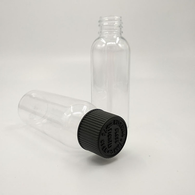 Bouteilles en plastique transparent à vis avec panneau d'étiquette personnalisé et impression