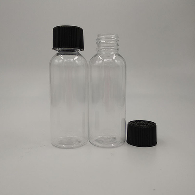 Bouteilles en plastique transparent à vis avec panneau d'étiquette personnalisé et impression