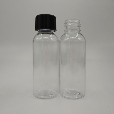 Bouteilles en plastique transparent à vis avec panneau d'étiquette personnalisé et impression