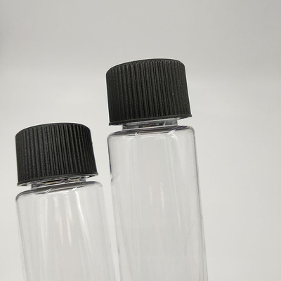 Bouteilles en plastique transparent à vis avec panneau d'étiquette personnalisé et impression