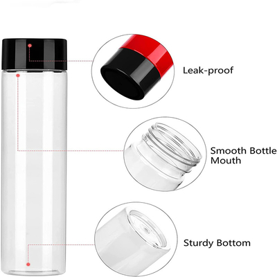 Bouteilles de thé au lait sans BPA avec vis sur couvercle Carré, forme ronde et poignée pratique