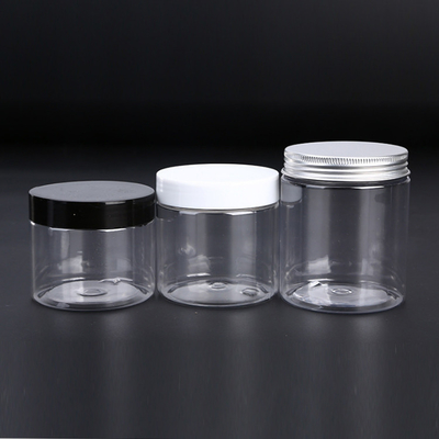 Jars transparentes en PET de 200 ml 250 ml 300 ml 500 ml à bouche large en PET avec couvercle en aluminium
