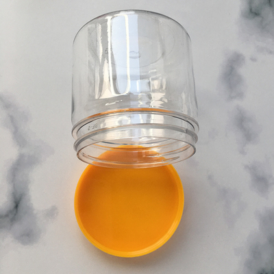 Bouteilles de poudre en plastique transparent à fond rond avec couvercle en aluminium