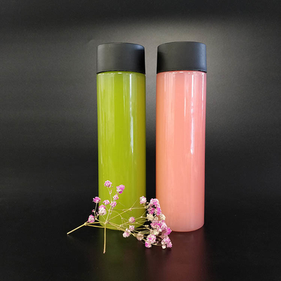 Bouteilles de thé au lait en plastique transparent à l'épreuve des fuites avec poignée