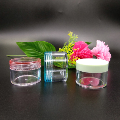 Contenant cosmétique en plastique lisse transparent avec joint sensible à la pression