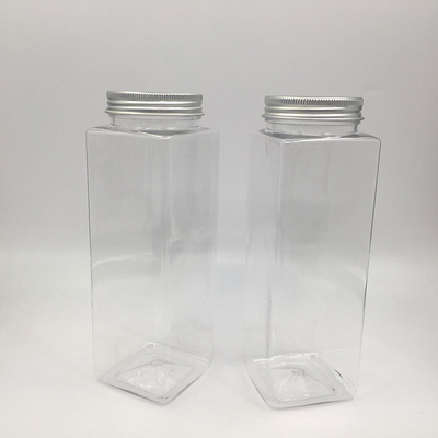 Bouteilles de thé au lait en plastique transparent à l'épreuve des fuites en formes rondes carrées sur mesure