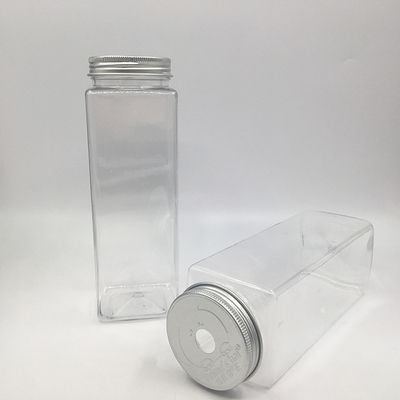 Bouteilles de thé au lait en plastique transparent à l'épreuve des fuites en formes rondes carrées sur mesure