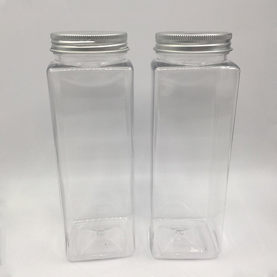 Bouteilles de thé au lait en plastique transparent à l'épreuve des fuites en formes rondes carrées sur mesure