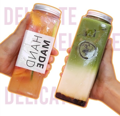 Bouteilles de boissons en plastique personnalisées avec vis sur les tuyaux et les couvercles