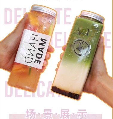 Bouteilles de boissons en plastique personnalisées avec vis sur les tuyaux et les couvercles