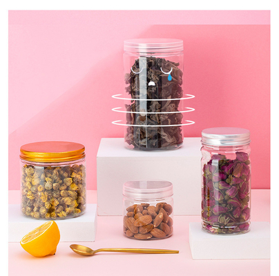 Fabricant en gros de pots vides transparents pots en plastique pour noix de bonbon pots en plastique transparents sur mesure avec couvercle