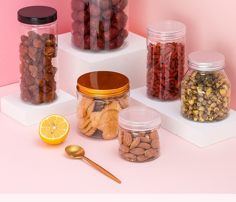 Fabricant en gros de pots vides transparents pots en plastique pour noix de bonbon pots en plastique transparents sur mesure avec couvercle