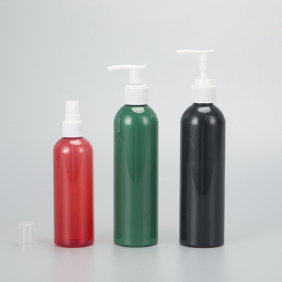 Bouteille de distribution cosmétique ronde rose recyclable avec bouchon à vis