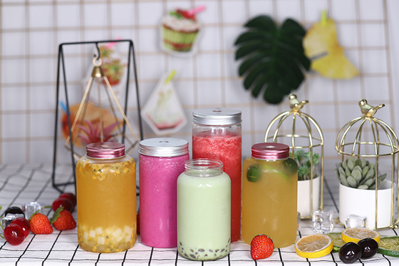 Bouteilles de thé au lait en plastique transparent personnalisables avec vis sur le couvercle et l'isolation