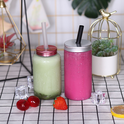 Bouteilles de thé au lait en plastique transparent personnalisables avec vis sur le couvercle et l'isolation