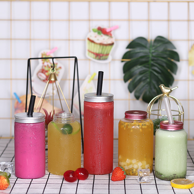 Bouteilles de thé au lait en plastique transparent personnalisables avec vis sur le couvercle et l'isolation
