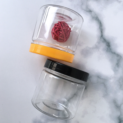 Contenants en plastique transparent, pots avec couvercle en plastique ou en aluminium