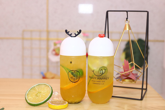 Bouteilles de thé au lait en plastique imperméables avec vis sur le couvercle