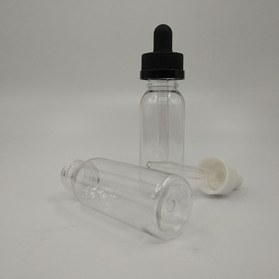 Logo personnalisé imprimé Bouteilles de gouttelettes en plastique transparentes lisses / Bottes de gouttelettes en plastique pour liquide